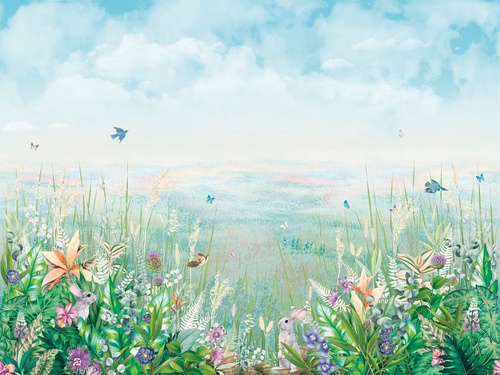 в детскую комнату, цветы, поляна