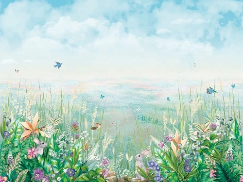 в детскую комнату, цветы, поляна