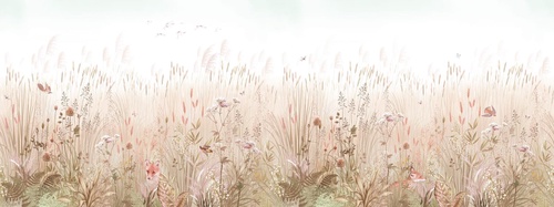 в детскую комнату, в загородный дом, бежевые, поле, поляна, колосья