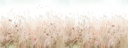 в детскую комнату, в загородный дом, бежевые, поле, поляна, колосья