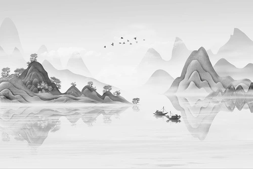 графика, черно-белые, японские, китайские, горы