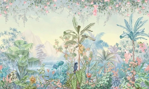 в детскую комнату, в загородный дом, тропики, пальмы, цветы