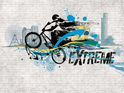 молодежные, в комнату подростка, мотоциклист, голубая