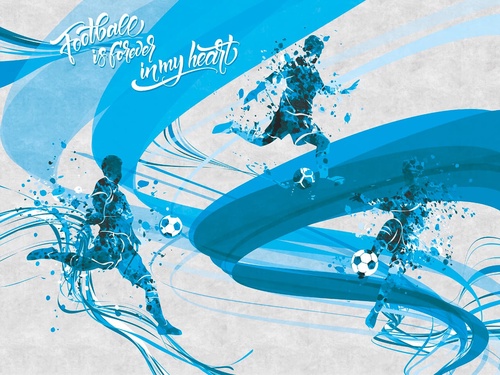 молодежные, в комнату подростка, спорт, бегуны, бело-синяя