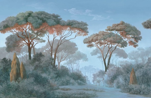 пейзаж, деревья, сосны, итальянские, голубая