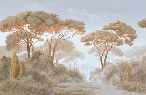 пейзаж, лес, сосны, итальянские, бежевые