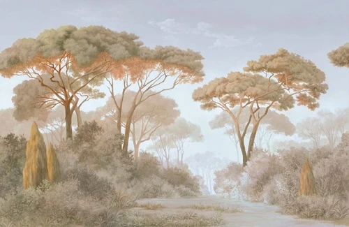 пейзаж, лес, сосны, итальянские, бежевые