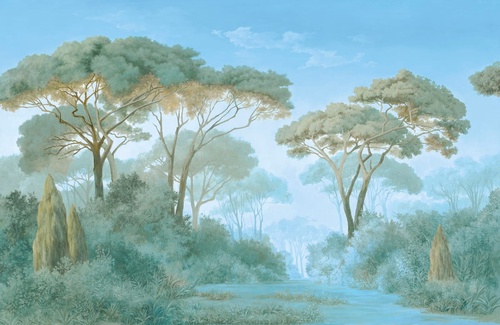 пейзаж, лес, сосны, итальянские, деревья, бирюзовые