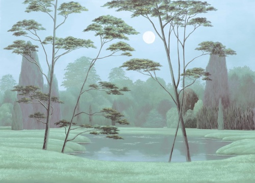 пейзаж, с итальянскими соснами, с деревьями