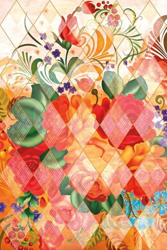 роспись, цветы, красные, оранжевые