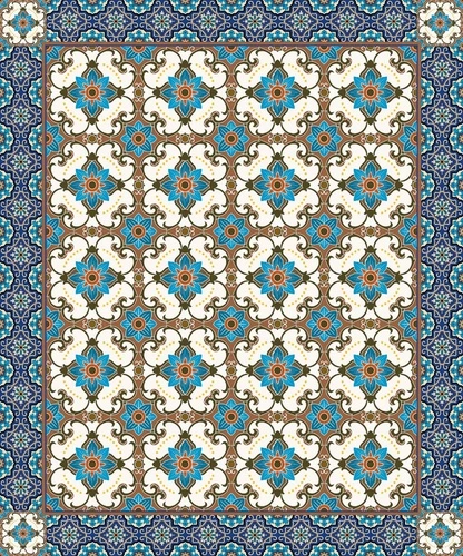 арабески, узор, ковер, сине-коричневая