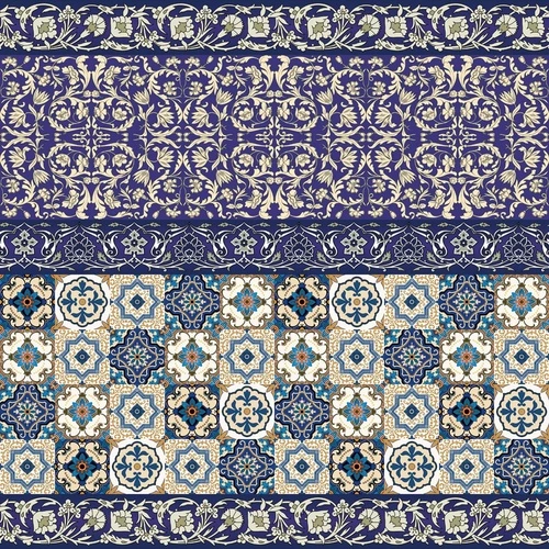 арабески, узор, ковер, сине-бежевая