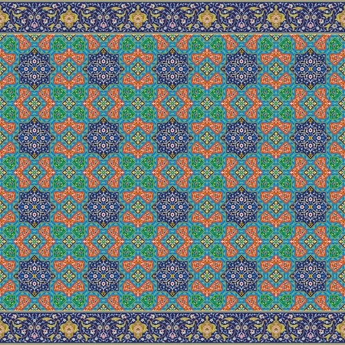 арабески, ковер, узор, сине-розовая