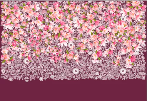 кружево, белые, бордовые, розовые, цветы, бутоны, букет