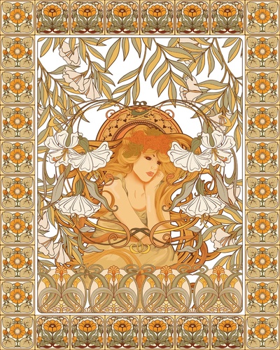 арабески, узор, ковер, оранжевая, девушка