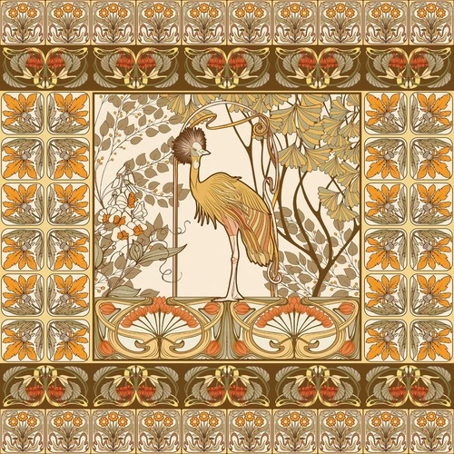 арабески, ковер, узор, журавль, бежевые