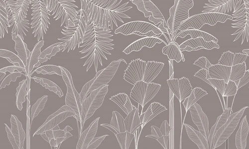 графика, пальмы, серебряные линии, бежевые