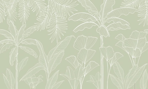 графика, пальмы, белые линии, серо-зеленая