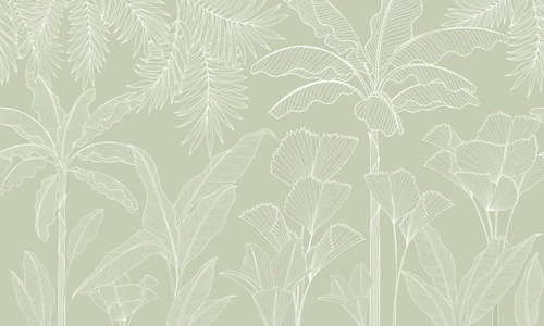 графика, пальмы, белые линии, серо-зеленая