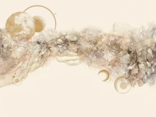 абстракция, светло коричневая, на кремовом фоне