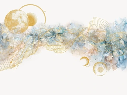 абстракция, бежево-голубая, на белом фоне