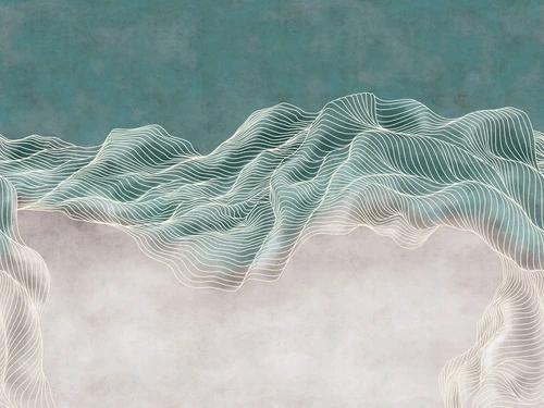 графика, белые линии, зеленая, с бежевым