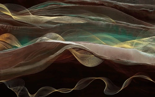 абстракция, золотые линии, темно коричневая