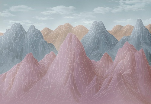 абстракция, горы, сиренево-голубая