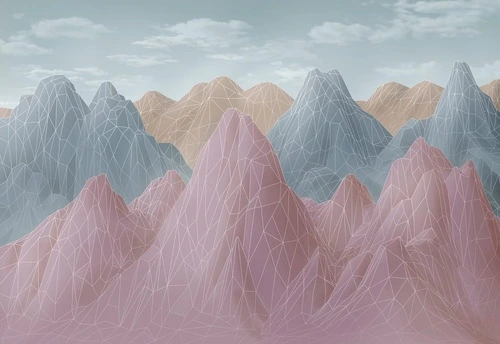 абстракция, горы, сиренево-голубая