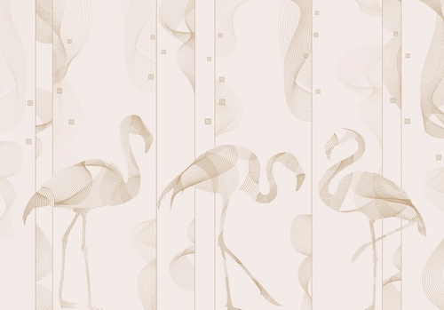 графика, фламинго, бежевые линии, бежевые, светлые
