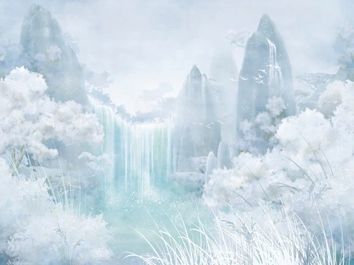 абстракция, пейзаж, светло голубая