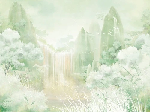 абстракция, пейзаж, светло зеленая, светло салатовая