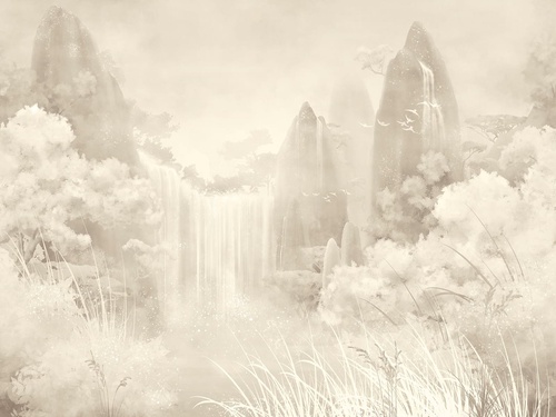 абстракция, пейзаж, персиковая, светло розовая