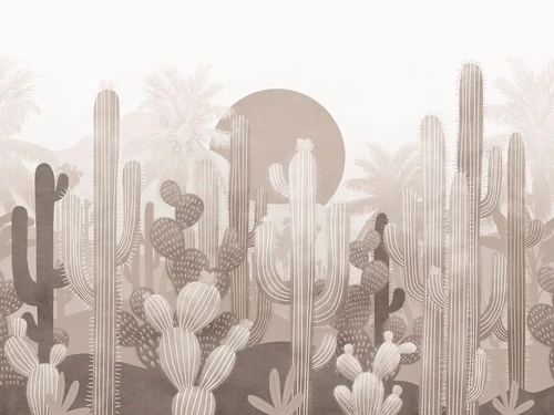 поп-арт, кактусы, бежевые