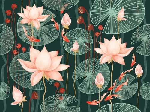 поп-арт, кувшинки, лилии, зеленая