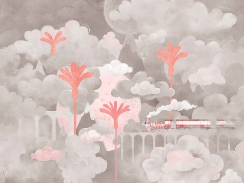 абстракция, облака, серо-бежевые, серо-розовые