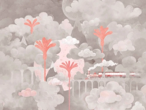 абстракция, облака, серо-бежевые, серо-розовые