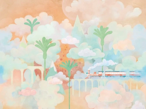 абстракция, облака, оранжевые