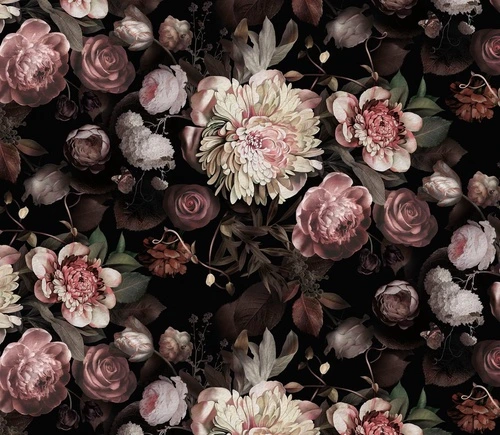 в загородный дом, цветы, на черном фоне