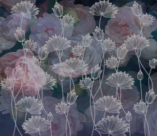 цветы, графика, на темном фоне