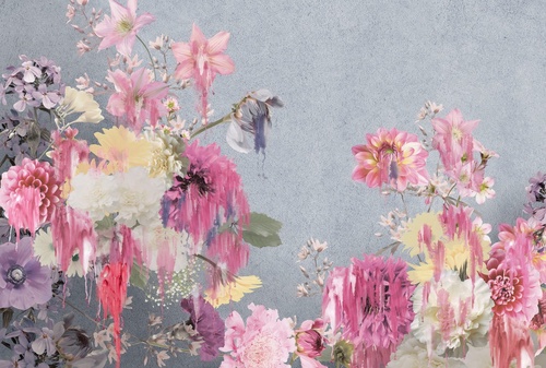 цветы, розовые, на сером фоне