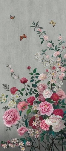 цветы, розовые, красные, на сером фоне