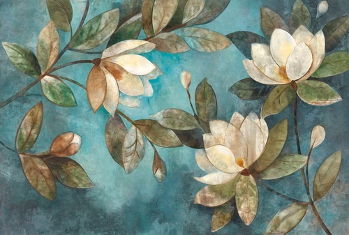 цветы, магнолии, белые, голубая