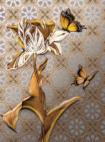 цветы, тюльпан, золотая, желтая, узор