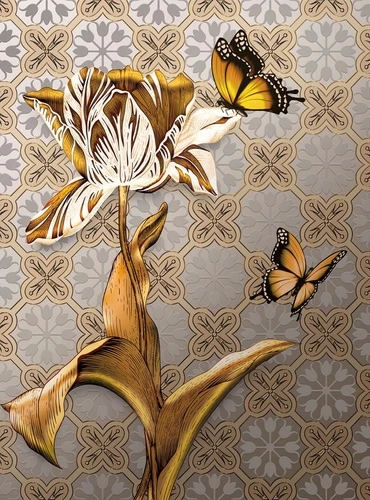 цветы, тюльпан, золотая, желтая, узор