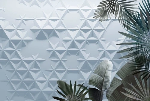 геометрия, узор, листья, голубая