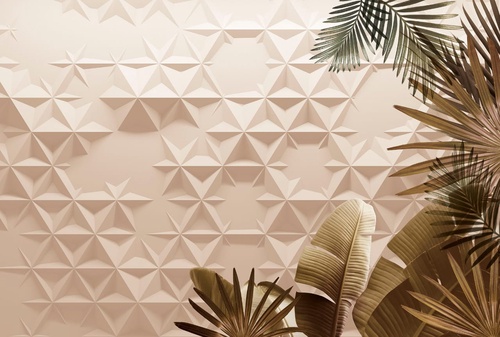 геометрия, узор, листья, бежевые