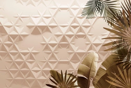 геометрия, узор, листья, бежевые