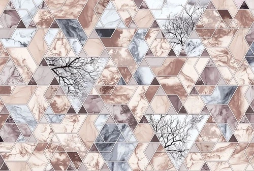 абстракция, геометрия, бежево-голубая