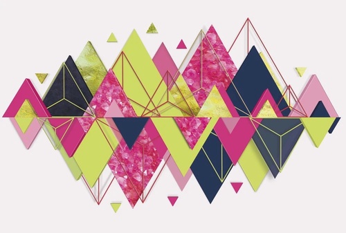 геометрия, треугольники, зелено-розовые